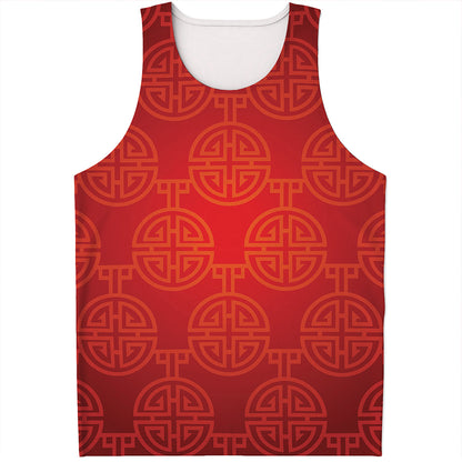 Chinese Lu Symbol Pattern Print Men's Tank Top