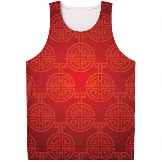 Chinese Lu Symbol Pattern Print Men's Tank Top