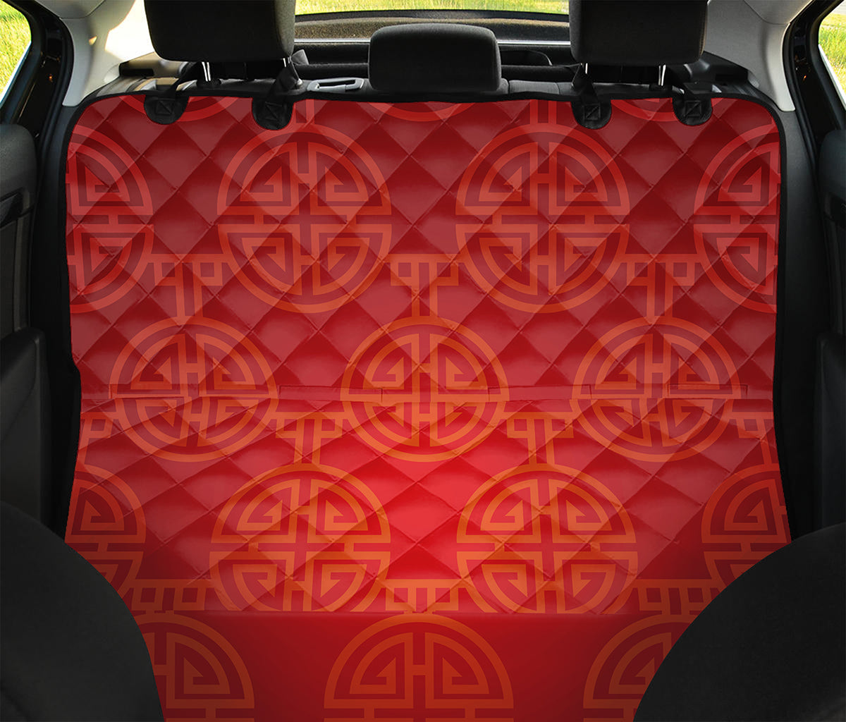 Chinese Lu Symbol Pattern Print Pet Car Back Seat Cover