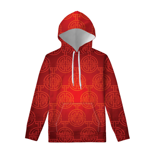 Chinese Lu Symbol Pattern Print Pullover Hoodie