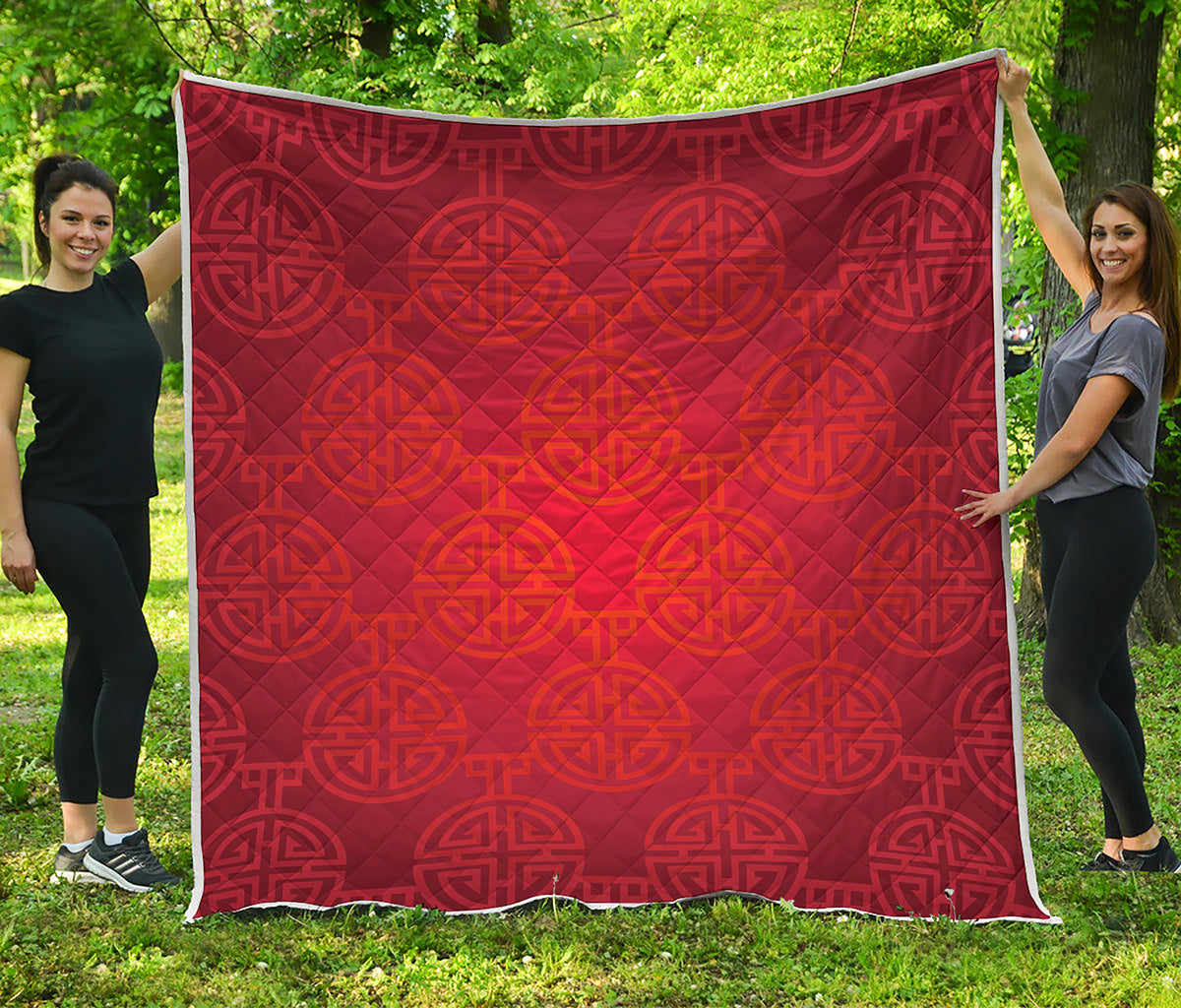Chinese Lu Symbol Pattern Print Quilt