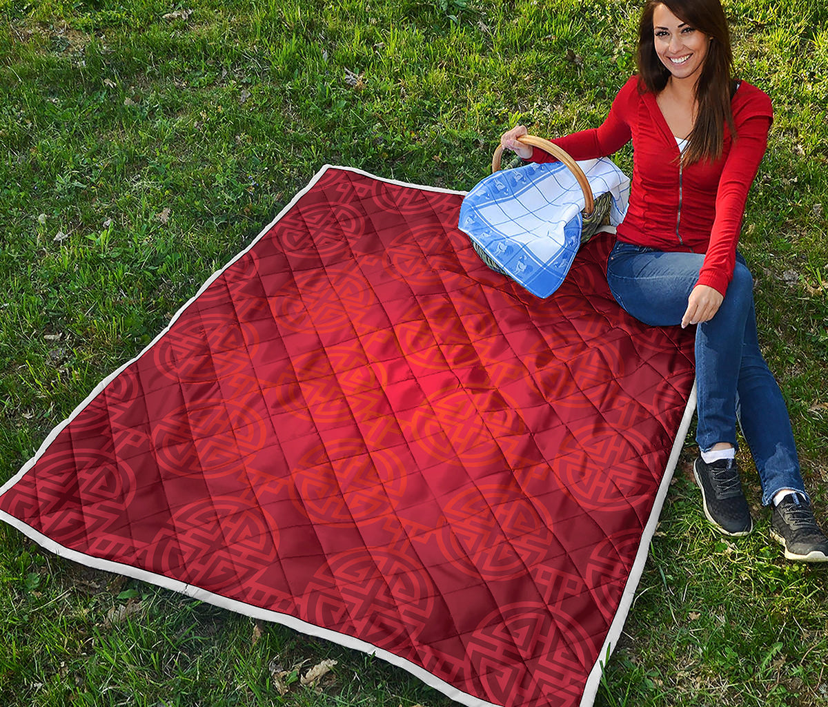 Chinese Lu Symbol Pattern Print Quilt