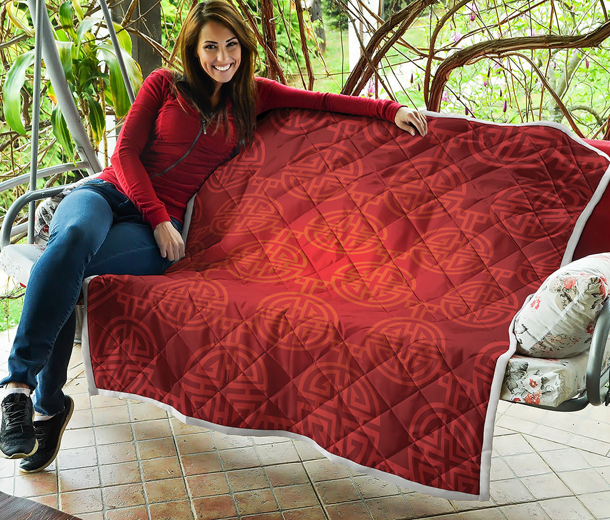 Chinese Lu Symbol Pattern Print Quilt