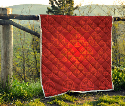 Chinese Lu Symbol Pattern Print Quilt