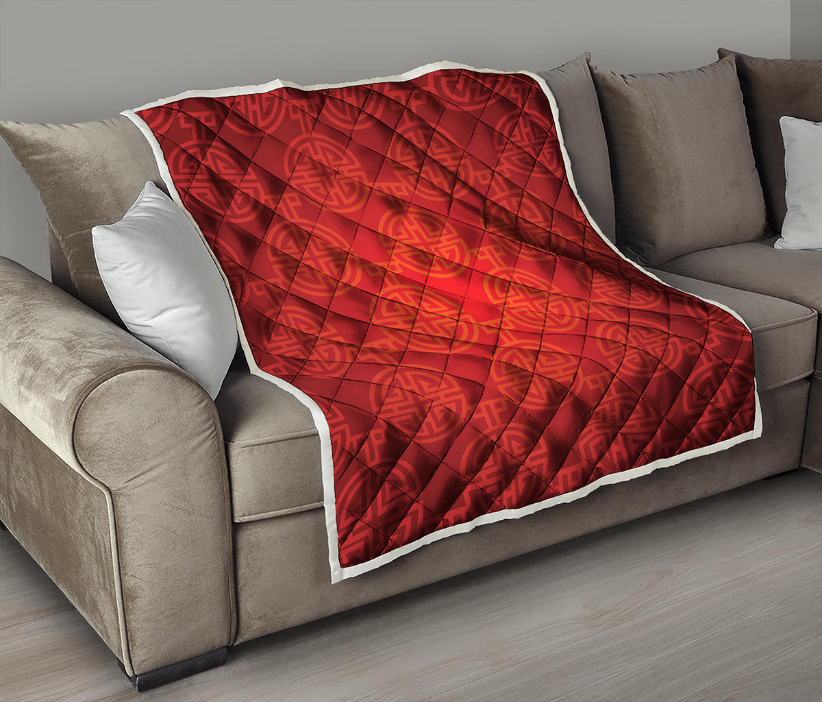 Chinese Lu Symbol Pattern Print Quilt