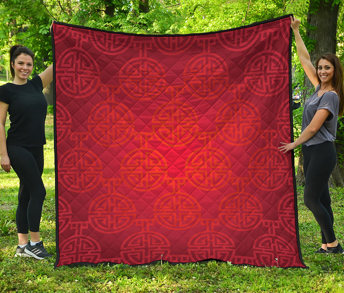 Chinese Lu Symbol Pattern Print Quilt