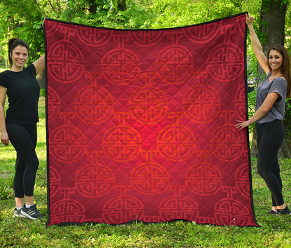 Chinese Lu Symbol Pattern Print Quilt