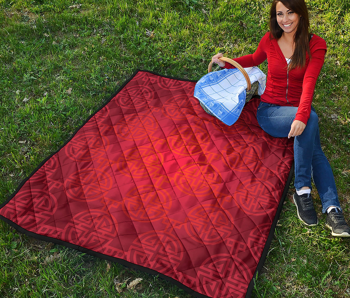 Chinese Lu Symbol Pattern Print Quilt