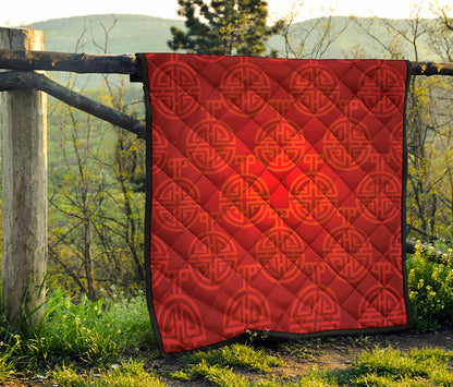 Chinese Lu Symbol Pattern Print Quilt