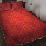 Chinese Lu Symbol Pattern Print Quilt Bed Set