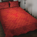 Chinese Lu Symbol Pattern Print Quilt Bed Set
