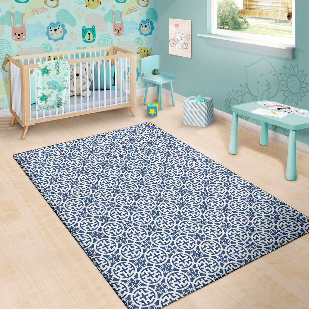 Chinese Luck Symbol Pattern Print Area Rug