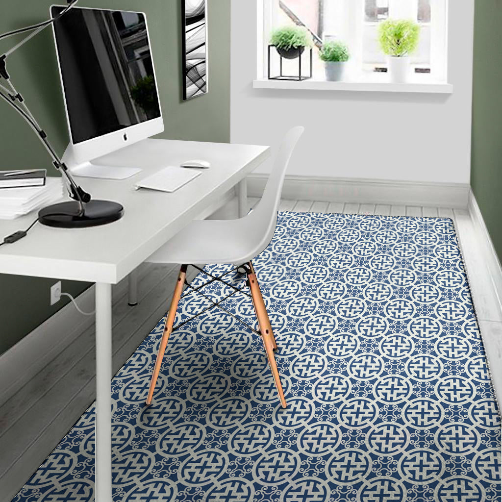 Chinese Luck Symbol Pattern Print Area Rug