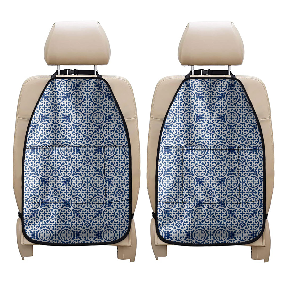 Chinese Luck Symbol Pattern Print Car Seat Organizers