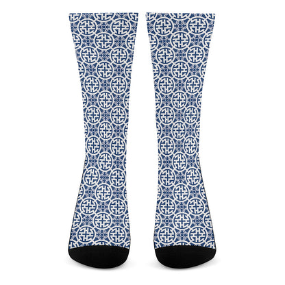 Chinese Luck Symbol Pattern Print Crew Socks