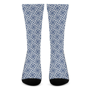 Chinese Luck Symbol Pattern Print Crew Socks