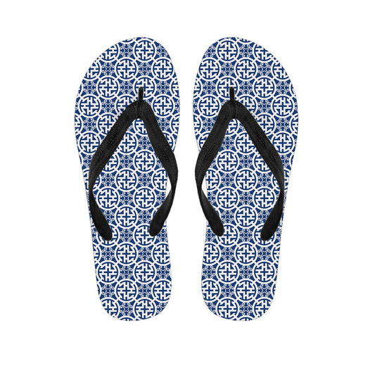 Chinese Luck Symbol Pattern Print Flip Flops