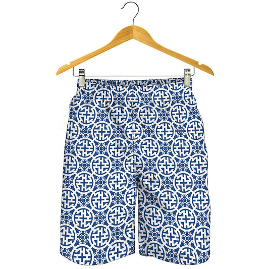 Chinese Luck Symbol Pattern Print Men's Shorts