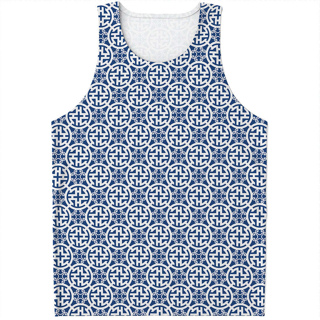 Chinese Luck Symbol Pattern Print Men's Tank Top