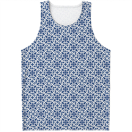Chinese Luck Symbol Pattern Print Men's Tank Top