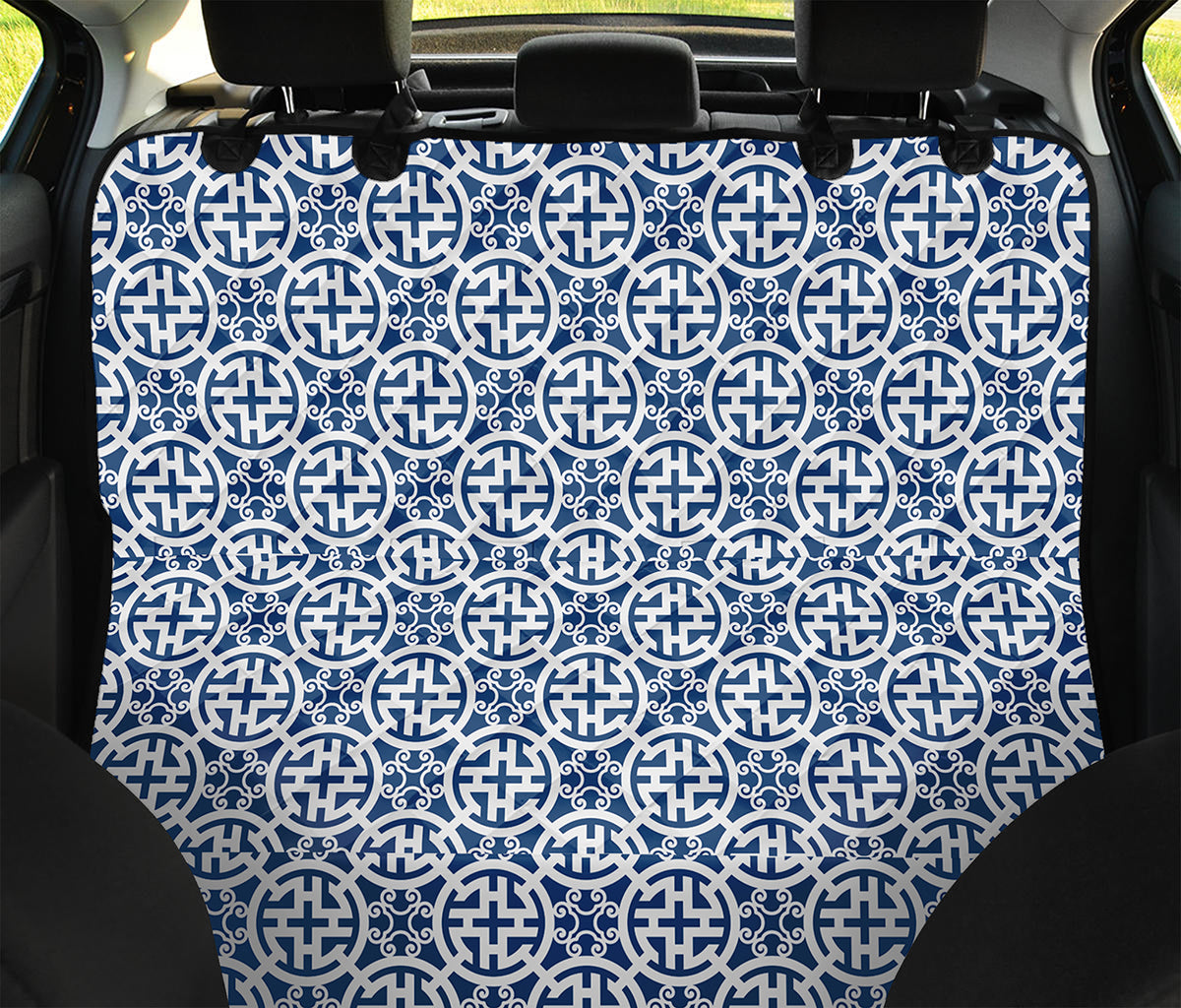 Chinese Luck Symbol Pattern Print Pet Car Back Seat Cover