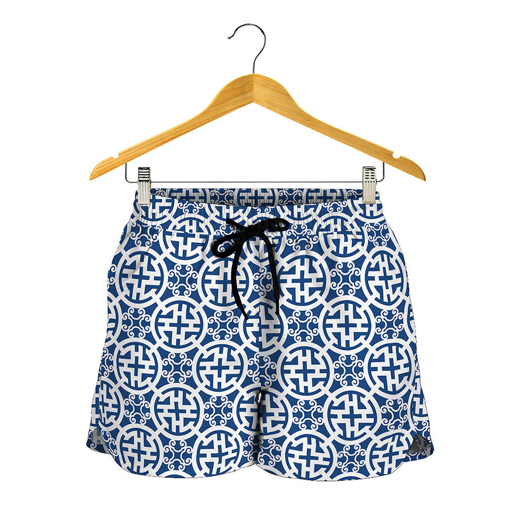 Chinese Luck Symbol Pattern Print Women's Shorts