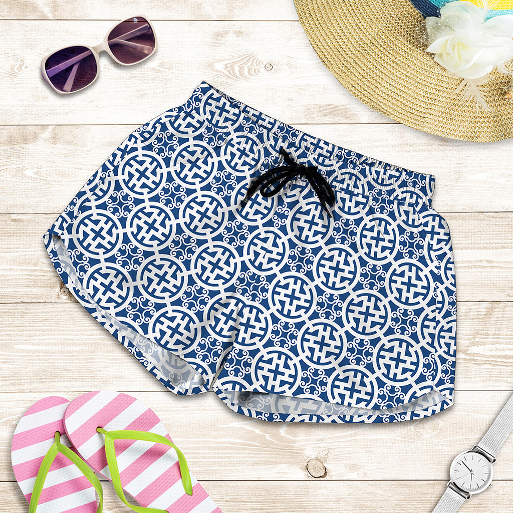 Chinese Luck Symbol Pattern Print Women's Shorts