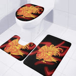 Chinese New Year Rooster Print 3 Piece Bath Mat Set