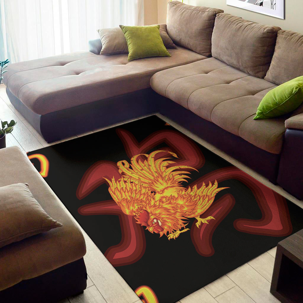 Chinese New Year Rooster Print Area Rug