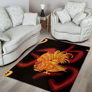 Chinese New Year Rooster Print Area Rug