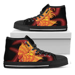 Chinese New Year Rooster Print Black High Top Shoes