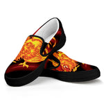 Chinese New Year Rooster Print Black Slip On Shoes