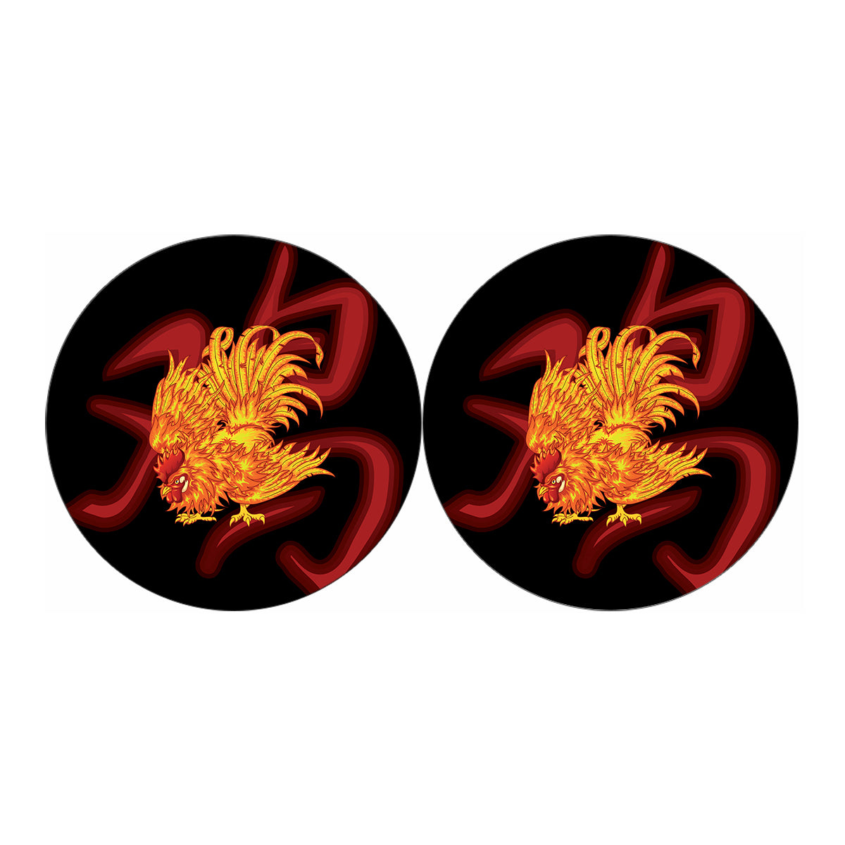 Chinese New Year Rooster Print Car Coasters