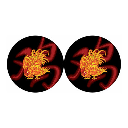 Chinese New Year Rooster Print Car Coasters