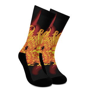 Chinese New Year Rooster Print Crew Socks