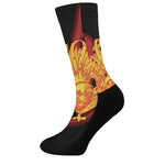 Chinese New Year Rooster Print Crew Socks