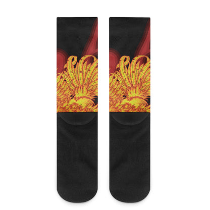 Chinese New Year Rooster Print Crew Socks