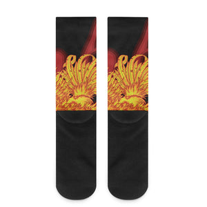 Chinese New Year Rooster Print Crew Socks