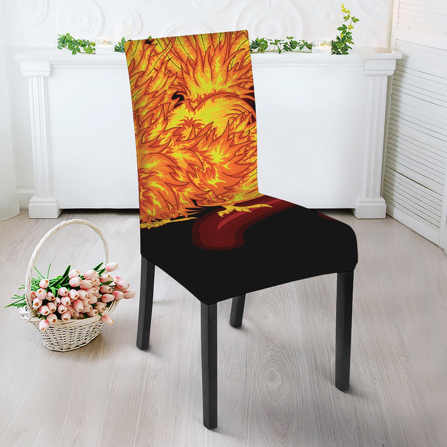 Chinese New Year Rooster Print Dining Chair Slipcover