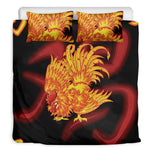 Chinese New Year Rooster Print Duvet Cover Bedding Set