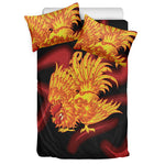 Chinese New Year Rooster Print Duvet Cover Bedding Set