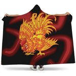 Chinese New Year Rooster Print Hooded Blanket
