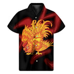 Chinese New Year Rooster Print Men's Short Sleeve Shirt