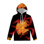 Chinese New Year Rooster Print Pullover Hoodie