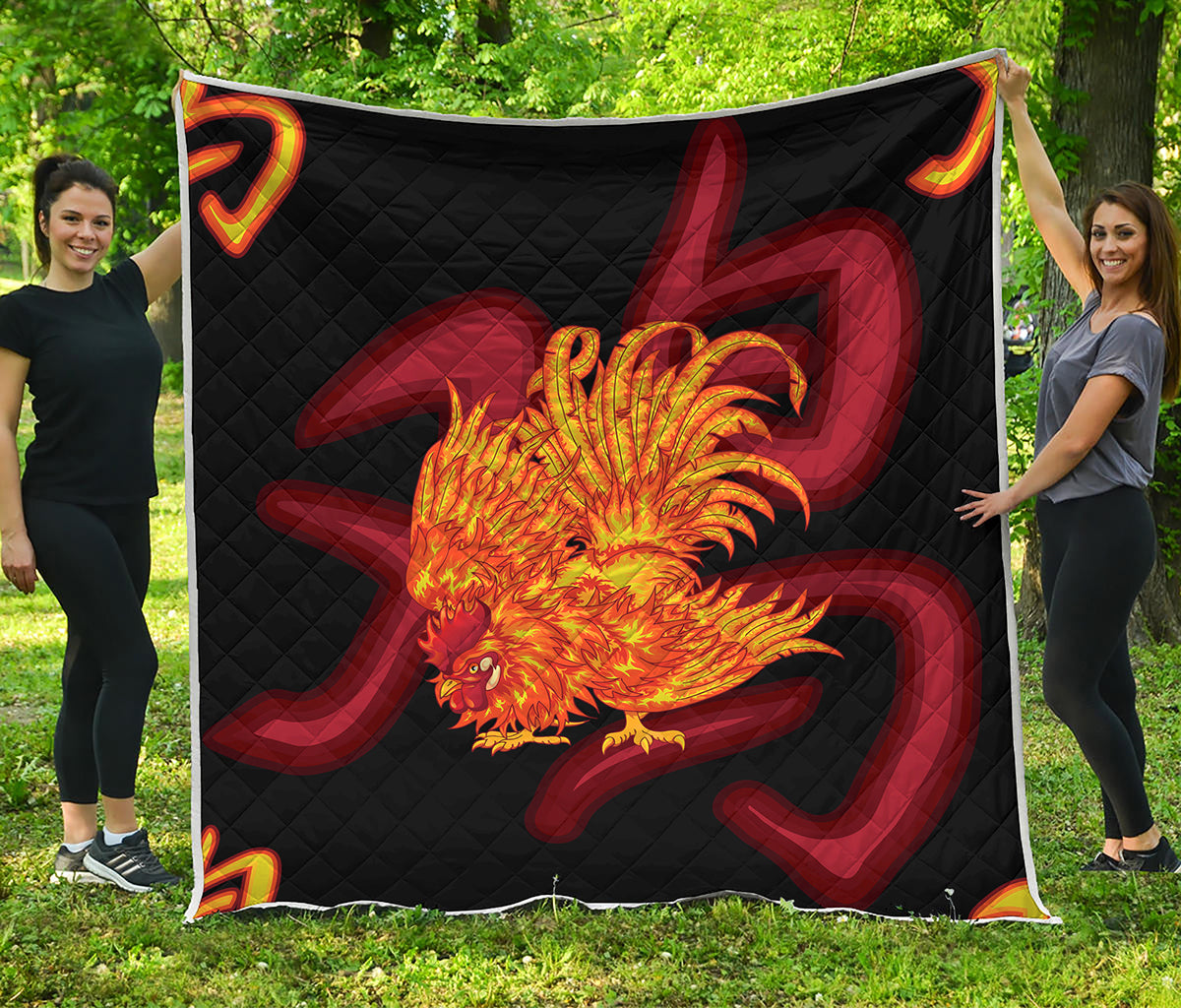 Chinese New Year Rooster Print Quilt