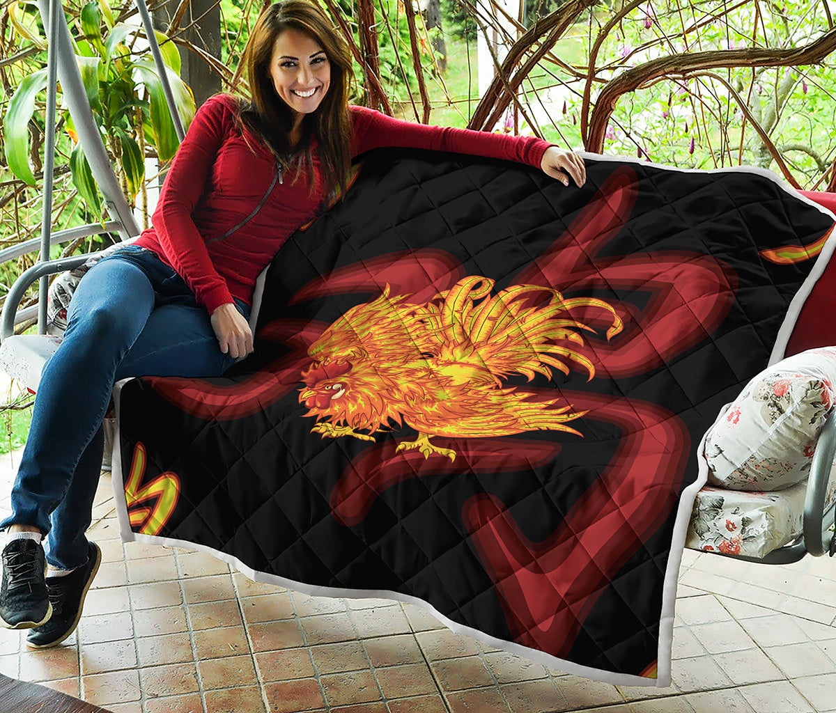 Chinese New Year Rooster Print Quilt