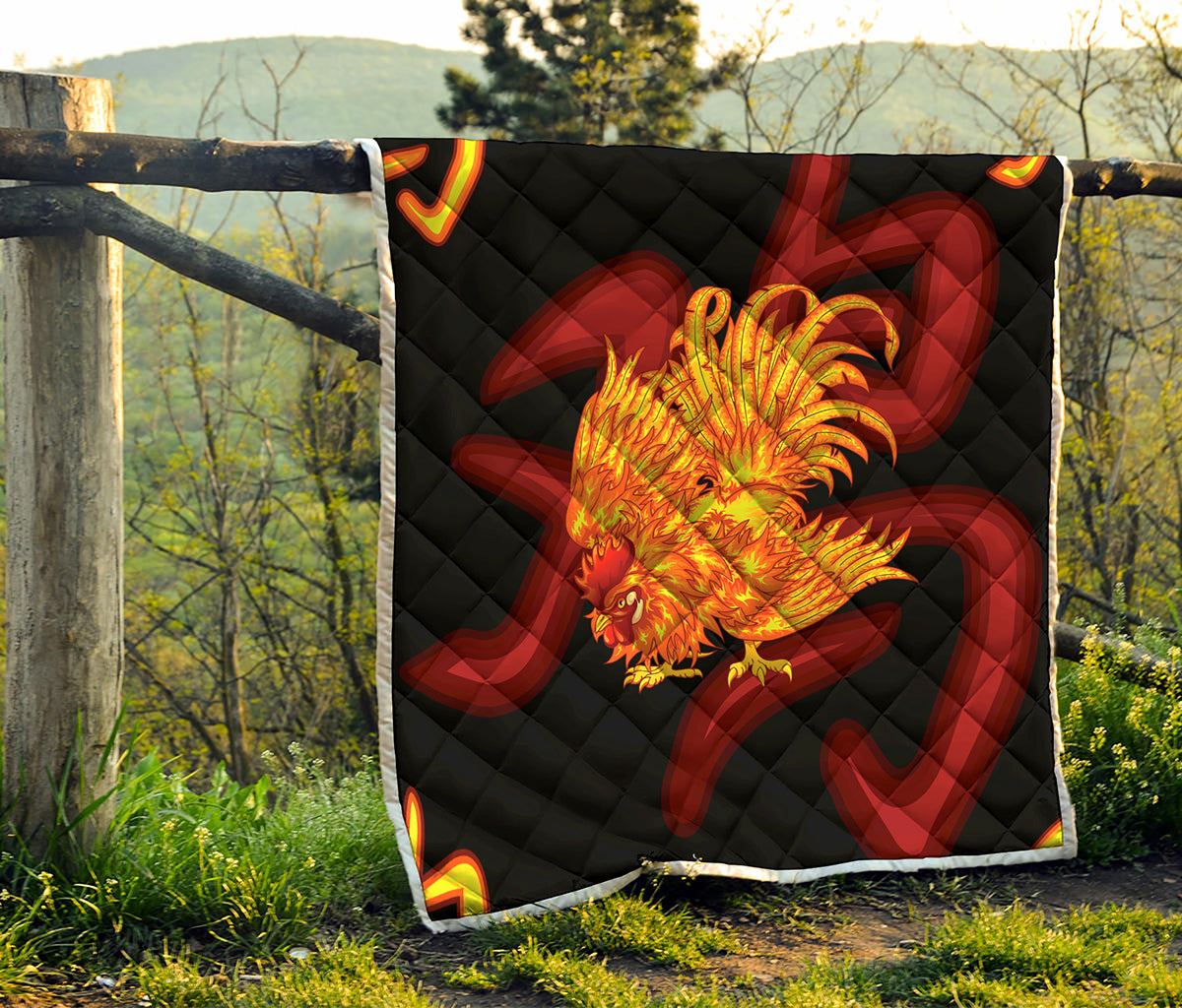 Chinese New Year Rooster Print Quilt