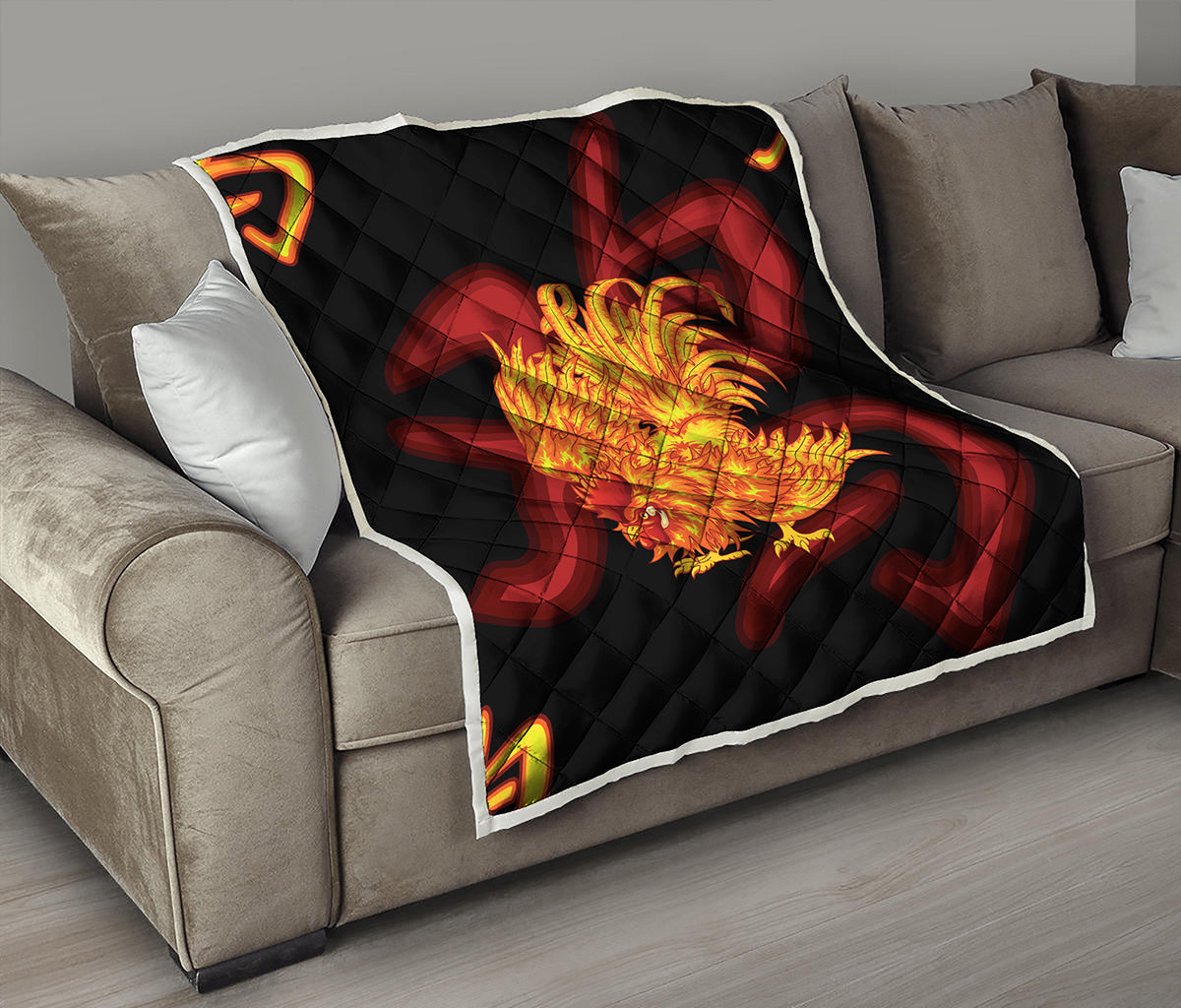 Chinese New Year Rooster Print Quilt