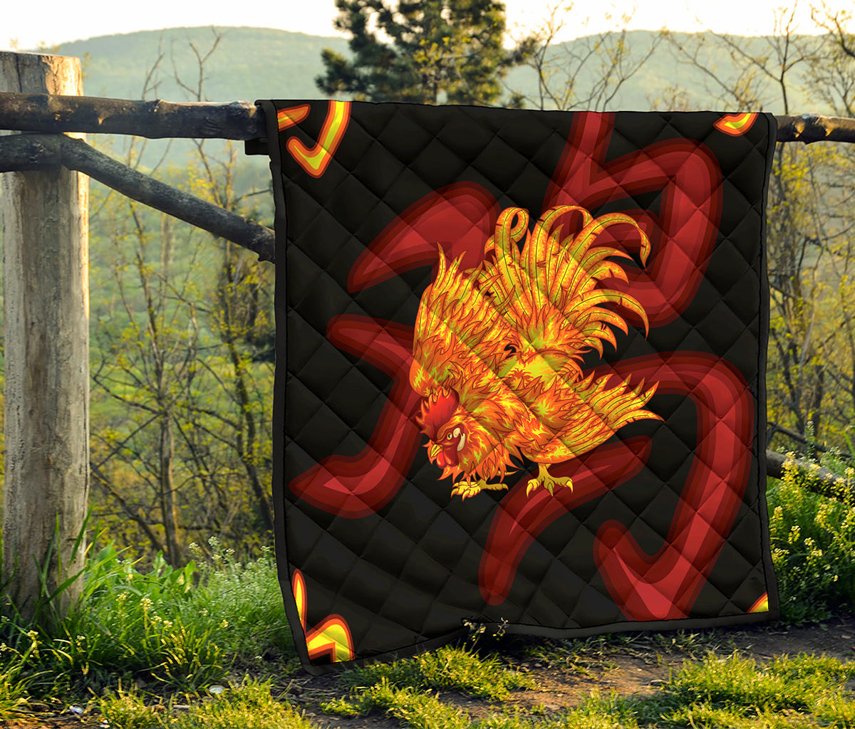 Chinese New Year Rooster Print Quilt