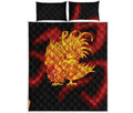 Chinese New Year Rooster Print Quilt Bed Set